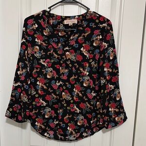Philosophy  Black Floral Blouse